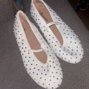 No Boundaries White Studded Mary Jane Ballet Flats